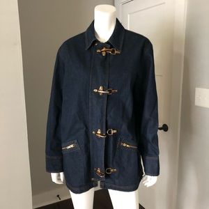 Ralph Lauren Jean Jacket M Denim Gold Buckle Coat